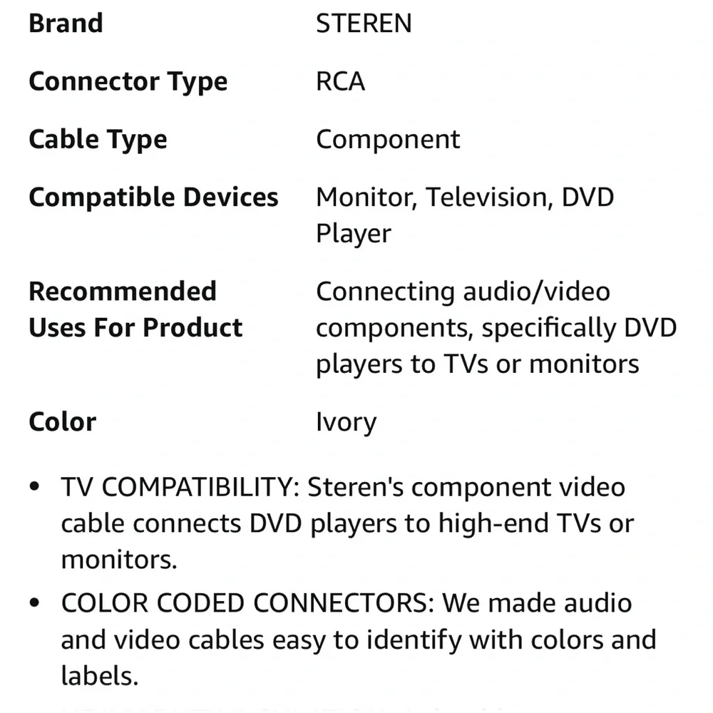 5 audio/ video cables - see pictures brand new